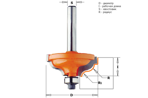 Фреза фасочная с нижним подшипником (34.2x13 мм; хвостовик 12 мм) CMT 947.825.11