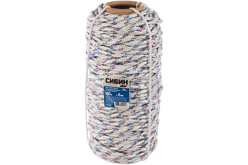 Плетёный полипропиленовый 16-прядный фал с полипропиленовым сердечником, диаметр 6мм, бухта 100м, 320кгс СИБИН 50215-06 Плетёный полипропиленовый 16-прядный фал с полипропиленовым сердечником, диаметр 6мм, бухта 100м, 320кгс СИБИН 50215-06