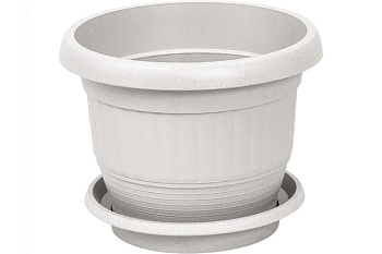 Цветочный горшок Тара.ру 2.5 л, с поддоном, белый мрамор 23607