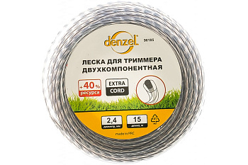 Леска двухкомпонентная для триммера квадратная витая DENZEL 96185