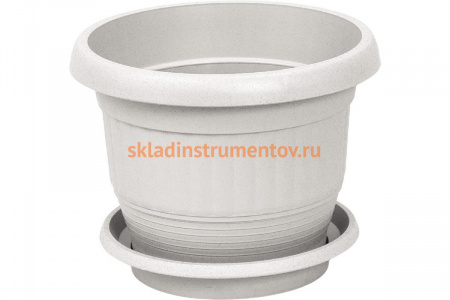 Цветочный горшок Тара.ру 2.5 л, с поддоном, белый мрамор 23607