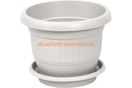 Цветочный горшок Тара.ру 2.5 л, с поддоном, белый мрамор 23607