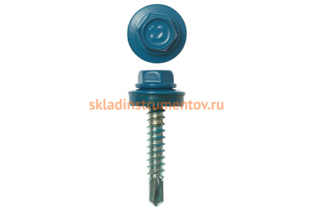 Саморезы Зубр для крепления кровельных материалов к деревянной обрешетке, цвет RAL 5009 небесно-голубой, оцинкованные, 4,8x70мм,800шт 4-300310-48-070-5009