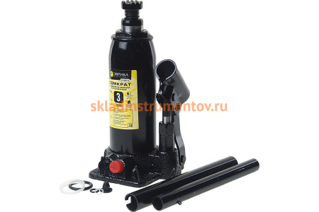 Гидравлический бутылочный домкрат в кейсе ЭВРИКА с клапаном, 3 т, ремкомплект ER-80031S