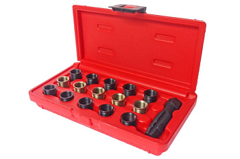 Набор инструментов для восстановления резьбы свечей зажигания (втулки М14х1.25 L=11.2 мм,17.5 мм) JTC 4864