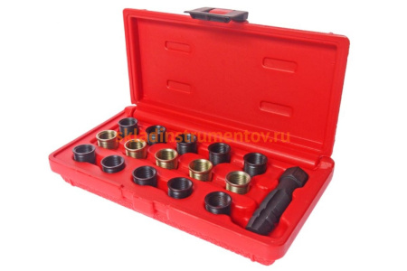Набор инструментов для восстановления резьбы свечей зажигания (втулки М14х1.25 L=11.2 мм,17.5 мм) JTC 4864