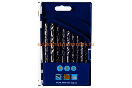 Набор сверл комбинированный Профи по металлу/бетону/дереву (9 шт) ПРАКТИКА 640-384