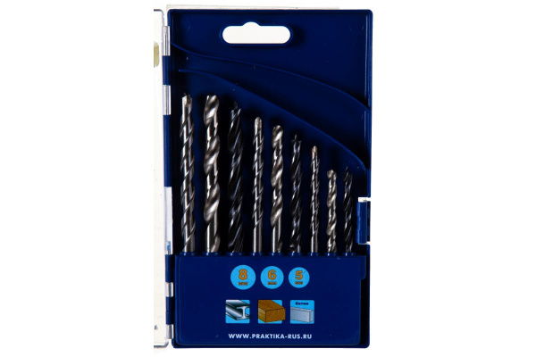Набор сверл комбинированный Профи по металлу/бетону/дереву (9 шт) ПРАКТИКА 640-384