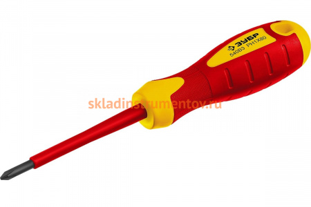 Диэлектрическая отвертка Зубр до 1000В ПРОФИ Cr-V  PH 1 x 80 мм 25262-1-080_z01