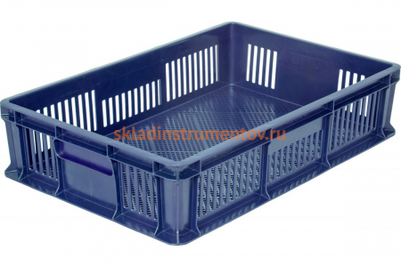 Перфорированный ящик ТАРА 600х400х140 мм, синий 17196