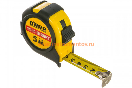 Рулетка (обрезиненный корпус, 5 м х 19 мм) Biber DIREKT 40103 тов-049302