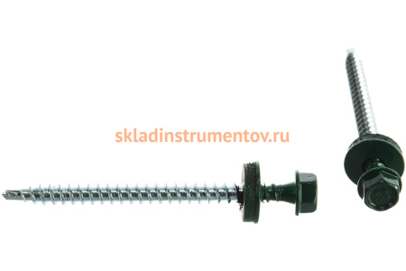 Саморезы Зубр для крепления кровельных материалов к деревянной обрешетке, цвет RAL 6005 зеленый насыщенный, оцинкованный, 4,8x65мм, 180шт 4-300315-48-065-6005