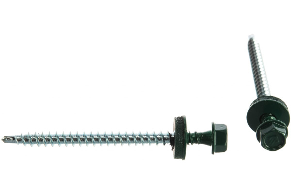 Саморезы Зубр для крепления кровельных материалов к деревянной обрешетке, цвет RAL 6005 зеленый насыщенный, оцинкованный, 4,8x65мм, 180шт 4-300315-48-065-6005