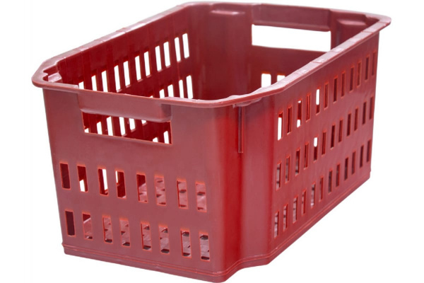 Ящик для хранения и переноски продуктов Тара.ру п/э 535х367х252 перфорированный красный 23046