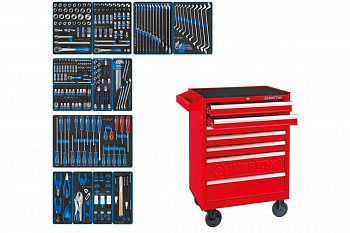 Набор инструментов KING TONY "CLAIM" в красной тележке, 286 предметов 934-286MRV