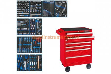 Набор инструментов KING TONY "CLAIM" в красной тележке, 286 предметов 934-286MRV