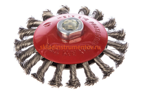 Щетка коническая со жгутовой нержавеющей проволокой Эксперт 541 (115 мм; М14*2 мм) Профоснастка 20804007