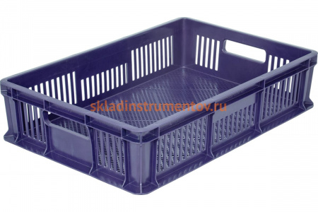 Перфорированный ящик с ручками Тара.ру 600х400х140 мм, синий 16608