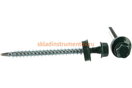 Саморезы Зубр для крепления кровельных материалов к деревянной обрешетке, цвет RAL 6005 зеленый насыщенный, оцинкованный, 4,8x60мм, 1000шт 4-300310-48-060-6005