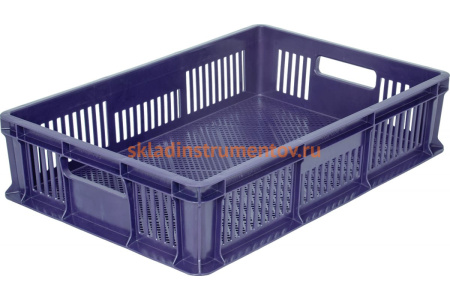 Перфорированный ящик с ручками Тара.ру 600х400х140 мм, синий 16608 Перфорированный ящик с ручками Тара.ру 600х400х140 мм, синий 16608
