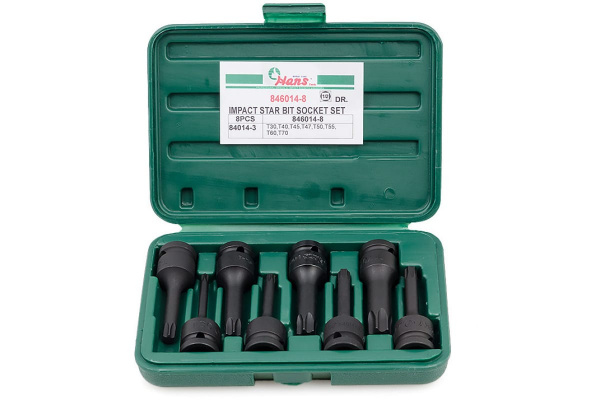Комплект ударных торцевых головок-бит TORX (Т30-Т70; 1/2"; 8 шт.) Hans 846014-8