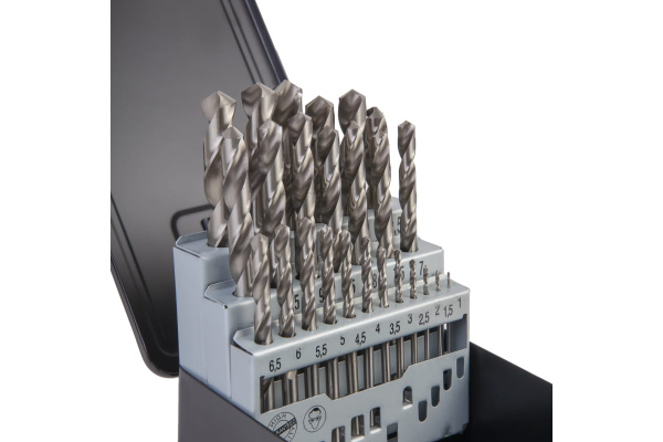 Набор сверл по металлу в металлическом кейсе (25 шт; 1-13 мм; шаг 0.5 мм; HSS-G) WIEDERKRAFT WDK-DG25