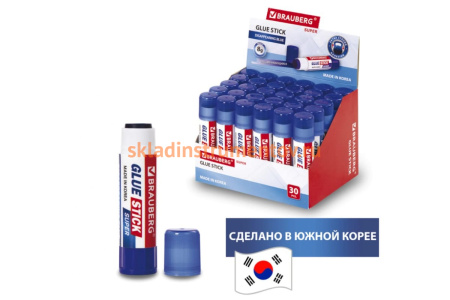 Клей-карандаш BRAUBERG SUPER 8 г, обесцвечивающийся после высыхания, Южная Корея 229544