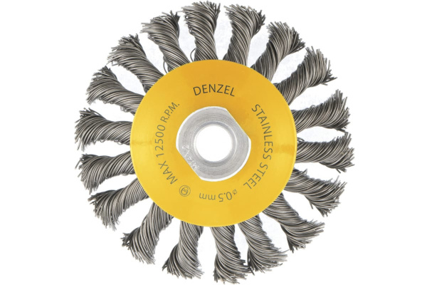 Щетка Тарелка (100 мм; М14; крученая нержавеющая проволока 0.5 мм) для УШМ DENZEL 746093