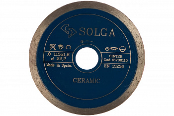 Диск алмазный сплошной (115х22,2 мм) CERAMICS MARBLE Solga Diamant 15700115