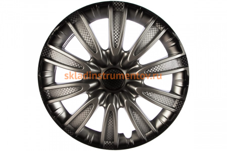 Колесные колпаки Airline 15" Торнадо + , серебристо-черный, карбон, 2 шт. AWCC-15-07