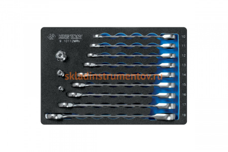 Набор трещоточных комбинированных ключей, ложемент, 12 предметов KING TONY 9-10112MRV