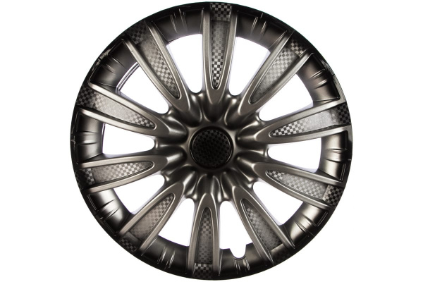 Колесные колпаки Airline 15" Торнадо + , серебристо-черный, карбон, 2 шт. AWCC-15-07