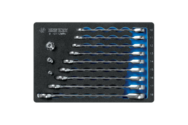 Набор трещоточных комбинированных ключей, ложемент, 12 предметов KING TONY 9-10112MRV