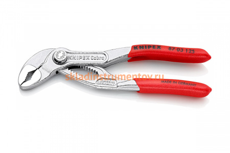 Переставные клещи с фиксатором KNIPEX COBRA 25 мм (1"), L-125 мм, хром, 1-к ручки KN-8703125
