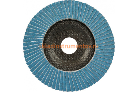 Круг лепестковый торцевой 125 мм/P80 72 сегмента для нерж ZK циркониевый электрокорунд Профоснастка №352