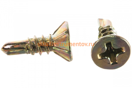 Саморезы со сверлом Зубр для оконного профиля, желтопассивированные, PH2, 3,9x13мм, ТФ1, 1100шт 4-300231-39-013