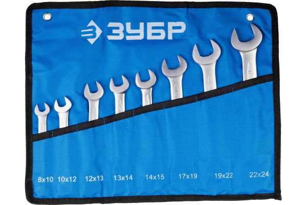 Набор рожковых гаечных ключей 8х24мм, 8шт Зубр ПРОФИ 27027-H8