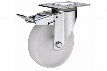 Колесо нейлоновое поворотное с тормозом 125 мм MFK-TORG 1123125