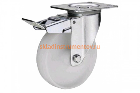 Колесо нейлоновое поворотное с тормозом 125 мм MFK-TORG 1123125