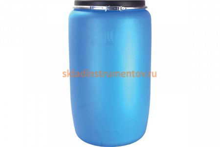 Бочка с крышкой на обруче ТАРА п/э, синяя, 227о 08289