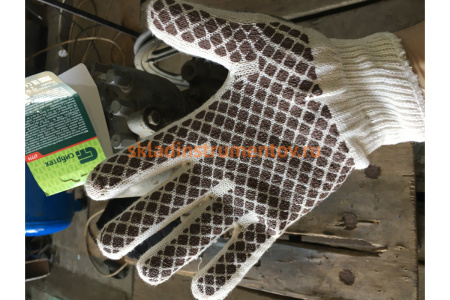 Трикотажные перчатки СИБРТЕХ, рисунок ПВХ гель Шахматный облив, оверлок, 67779