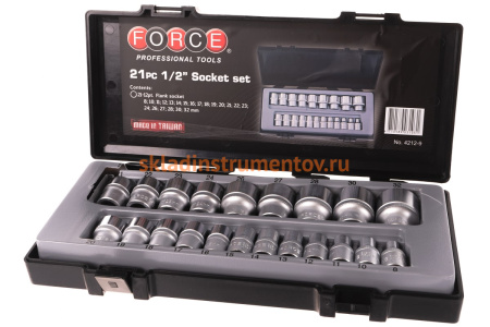 Набор головок 1/2" 12-гранные 21 шт. FORCE 4212-9