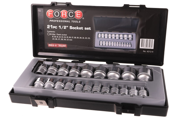 Набор головок 1/2" 12-гранные 21 шт. FORCE 4212-9