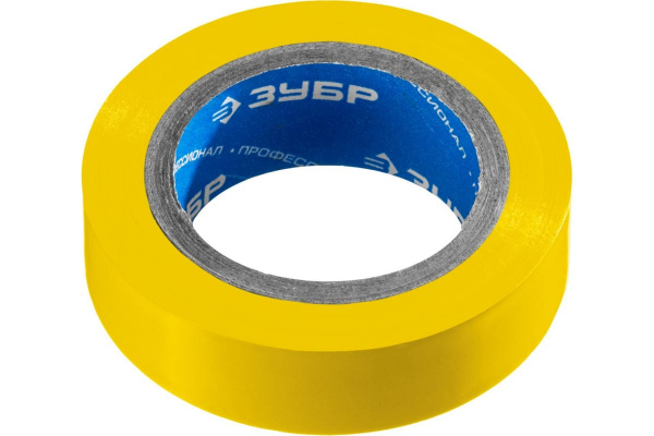 Изолента Зубр ЭЛЕК-10 ПВХ не поддерживает горение 10м /0 13х15мм/ желтая 1233-5_z02