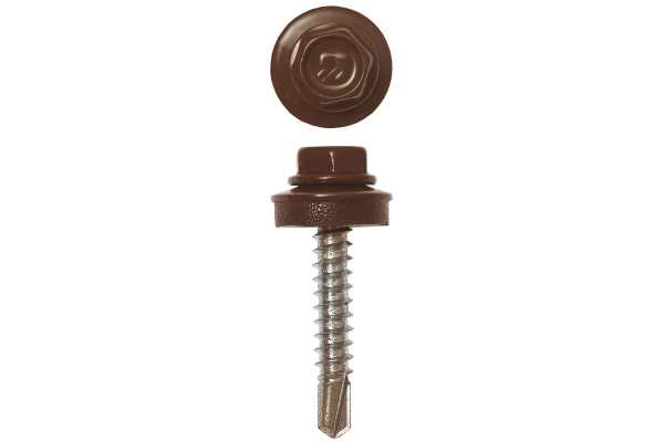 Саморезы Зубр для крепления кровельн. матер. к дерев. обреш. цвет RAL 8017 шоколадно-коричневый оцинк. 4,8x70мм, 800шт. 4-300310-48-070-8017