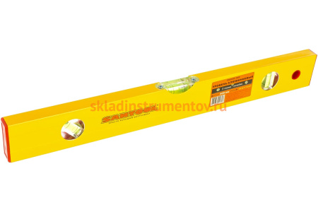 Алюминиевый желтый уровень с линейкой, 3 глазка 400 мм SANTOOL 050202-040