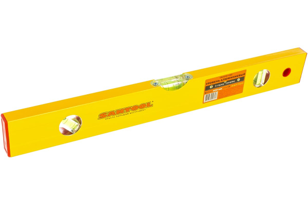Алюминиевый желтый уровень с линейкой, 3 глазка 400 мм SANTOOL 050202-040