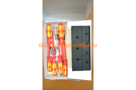 Набор диэлектрических отверток Wera, VDE, индикатор напряжения, подставка, 7 пердметов, WE-006147