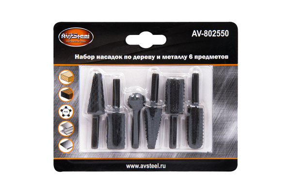 Набор насадок по дереву и металлу 6 шт. AV Steel AV-802550