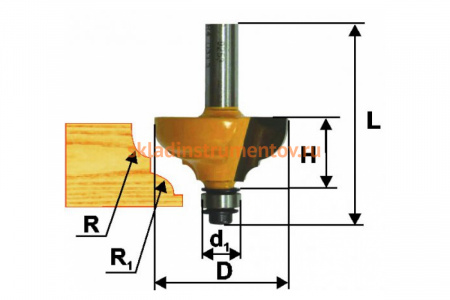 Фреза кромочная калевочная (33.3х16 мм; R 6.35 мм; хвостовик 8 мм) по дереву Энкор 9253